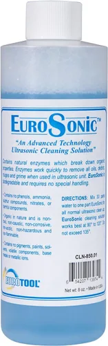 Eurosonic - Solución de limpieza ultrasónica de 1/2 pinta, limpiador de metales de joyería no tóxico