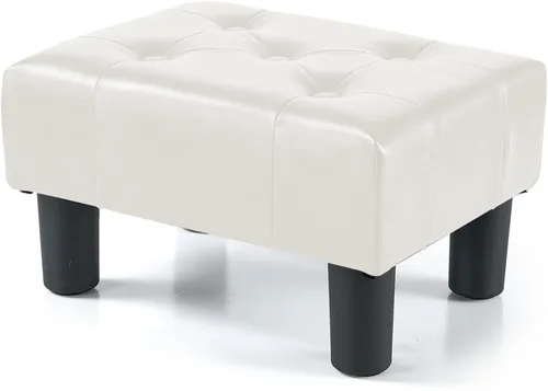 Vista 12 de BRIAN & DANY Taburete pequeño para pies, taburetes de lino con patas, reposapiés pequeño estable para sala de estar, beige