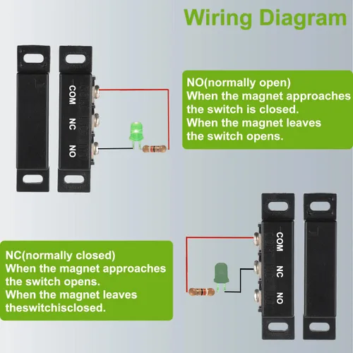 Vista 4 de Interruptor magnético de láminas normalmente abierto y normalmente cerrado NC NO interruptor de proximidad magnético para alarma de puerta