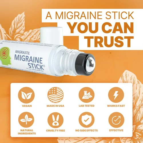 Vista 4 de Basic Vigor Kit de apoyo para migraña con barra de migraña, cápsulas e inhalador de náuseas. Fabricado en los Estados Unidos