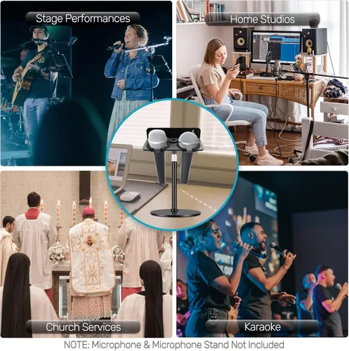 Vista 6 de [Actualización 2026] Soporte de micrófono múltiple para soporte de micrófono, organizador de almacenamiento para micrófonos dinámicos e inalámbricos