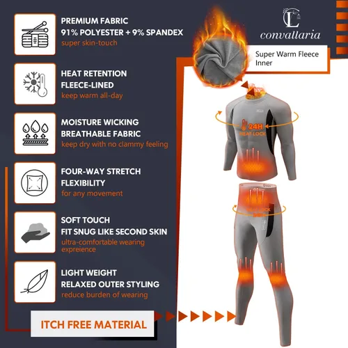 Vista 7 de CL convallaria Thermal Underwear Long Johns Set Mens Winter Hunting Gear Sport Base Layer Bottom Top XS-4XL
