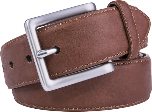 Vista 2 de Fabio Valenti Men's Casual Jean Leather Belt 1 12 Wide 4MM Thick Alloy Prong Buckle Work Dress Belt for Men