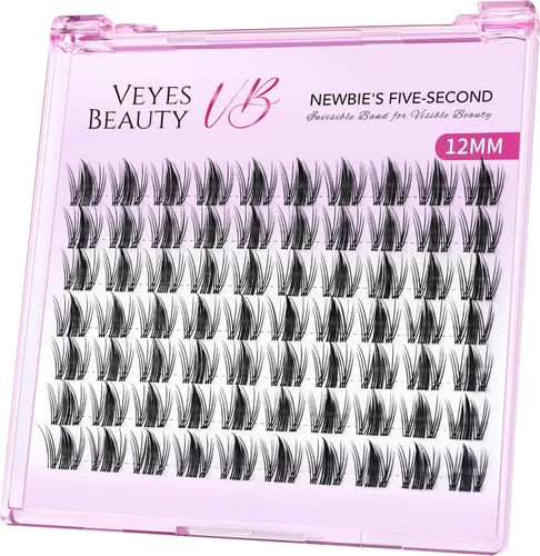 Vista 14 de VEYESBEAUTY Extensiones de pestañas de manga marrón, banda delgada e invisible, pestañas postizas individuales para principiantes, serie de cinco