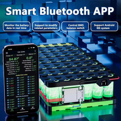 Vista 4 de JKBMS Smart BMS 4S-8S 40A 0.4A Balance activo Bluetooth integrado con placa de protección de batería PCB RS485 Li-ion LiFePO4 LTO batería