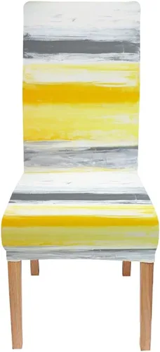 Vista 75 de TOMWISH Fundas para Sillas De Comedor 6, Fundas para sillas de comedor, pintura de arte abstracto, funda extraíble elástica de elastano para silla