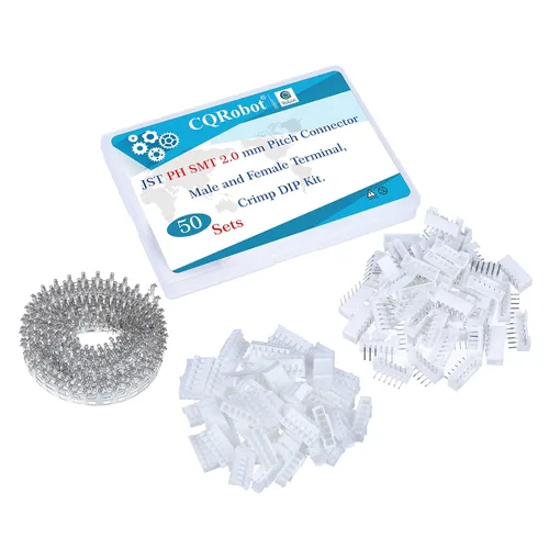 Vista 126 de CQRobot JST EL 4.5 mm de paso 2 pines conector electrónico IC macho, enchufes hembra carcasa y kit de terminales de crimpado en T macho/hembra. 50
