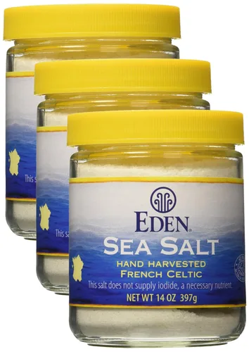 Vista 8 de Eden Sal Marina, Celta Francesa Cosechada a Mano, Molida en Piedra (Fina), Oligoelementos, Sin Refinar, Frasco de Vidrio, 14 oz