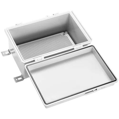 Vista 3 de Caja de conexiones eléctricas impermeables IP67 carcasa de plástico ABS con cubierta con bisagras con placa de montaje, soportes de pared