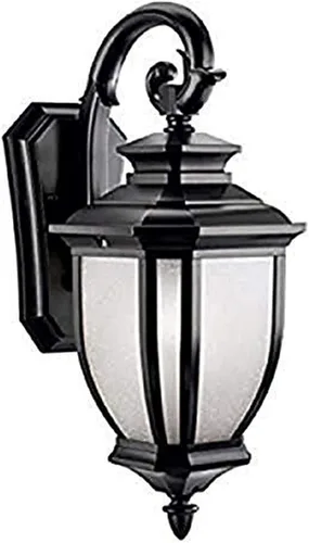 Vista 6 de Kichler Salisbury - Lámpara de pared para exteriores de 10.25 pulgadas con vidrio de lino blanco en bronce frotado