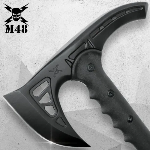 Vista 4 de M48 Kommando Survival Axe - Bastón de senderismo Hoja de acero inoxidable fundido Mango de fibra de vidrio Cubierta de hoja de goma
