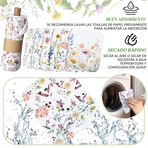 Vista 2 de Paquete de 36 paños de limpieza reutilizables, lavables, de algodón, para suministros de fiesta en el hogar, a granel, 9.84 x 11.81 pulgadas