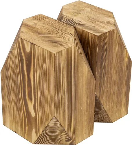 Vista 5 de MyGift Sujetalibros decorativos de madera de latón, diseño triangular, escritorio de oficina, extremos de libros de madera, soporte para libros