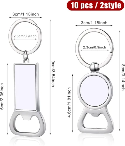 Vista 3 de Patelai 10 piezas de abridor de botellas de sublimación, llaveros de metal para abrebotellas de aluminio, llaveros de transferencia de calor