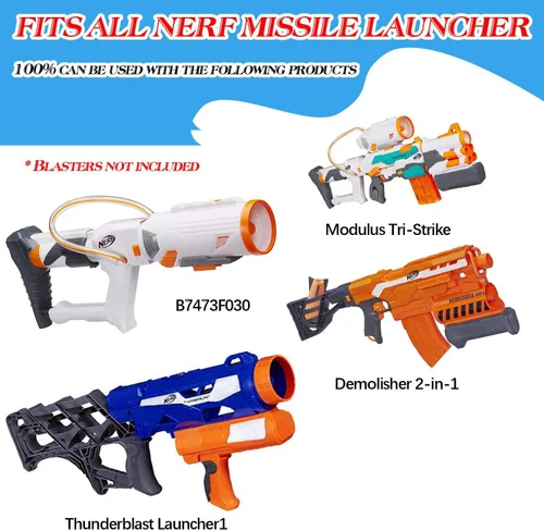 Vista 2 de Aevdor Mega recarga de misiles para Nerf N-Strike Elite Series, 6 paquetes, balas de espuma compatibles con dardos de cohetes para pistola Nerf