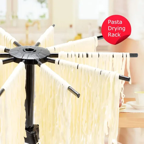 Vista 3 de Secador de pasta plegable Cambom - Secador de espaguetis y fideos de plástico con 10 asas de barra en negro