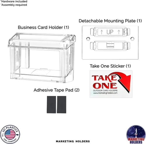 Vista 2 de Marketing Holders Tarjetero para tarjetas de visita al aire libre, tapa transparente con capacidad para tarjetas de 3.5 x 2 pulgadas, caja