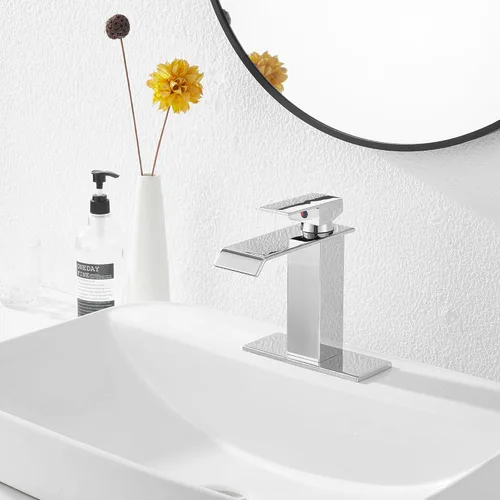 Vista 7 de Waterfall Bathroom Faucet Chrome Widespread GGStudy 3 Holes