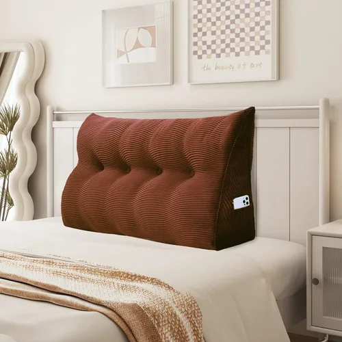 Vista 48 de Almohada de cuña para sentarse en la cama, almohada de lectura para adultos, soporte para respaldo, almohada de cabecero, sofá cama, cojín de Negro