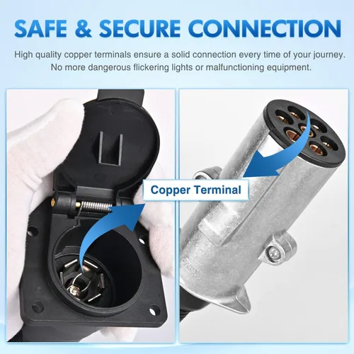 Vista 8 de Nilight Adaptador de Remolque de Cuchilla RV de 7 Pines Redondo a 7 Vías Conector Arnés de Cableado Adaptador Eléctrico Conector de Enchufe