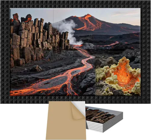 Vista 12 de Paquete de 56 Paneles de Espuma Acústica 1"x12"x12" Paneles de Pared Acústicos de Recuperación Rápida Paneles Reductores de Sonido de Alta