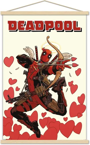 Vista 7 de Trends International Marvel Comics Deadpool - Póster de pared de Cupido, 22.4 pulgadas de largo x 14.7 pulgadas, versión enmarcada de madera