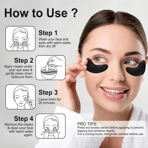 Vista 8 de Máscara de ojos, 30 pares de parches de carbón de bambú para debajo de los ojos, productos para el cuidado de la piel para ojeras e hinchazón