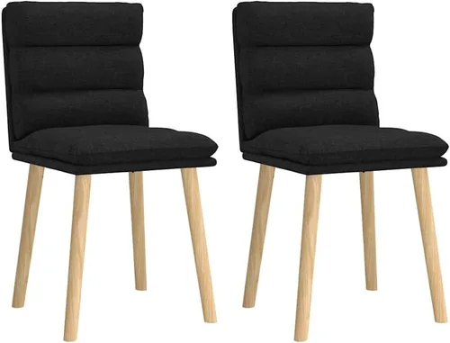 Modern Dining Chairs Set of 2 Black Fabric Upholstered Kitchen Chairs with Foam Cushion, Rubber Wood Frame for Dining Room Living Room Farmhouse