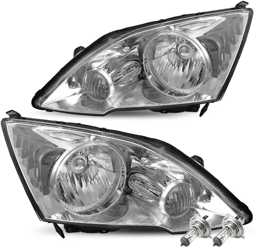 Vista 14 de JSBOYAT Conjunto de Faros Delanteros Par de Repuesto para Honda CR-V 2007-2011, Carcasa Cromada con Reflector Ámbar