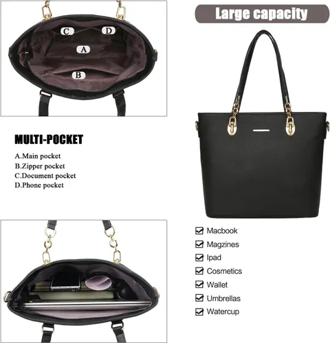 Vista 6 de Monederos y bolsos de mano para mujer, de cuero sintético, bolsas cruzadas, monederos, juego de 6 piezas Set, 6pcs, Set, 6pcs