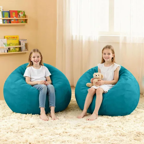 Vista 20 de HABUTWAY Silla de Puf de 2 Pies, Puf de 2' de Sillones Pequeños con Relleno, Silla de Puf en Forma de Lágrima de Terciopelo Ultra Suave con Funda