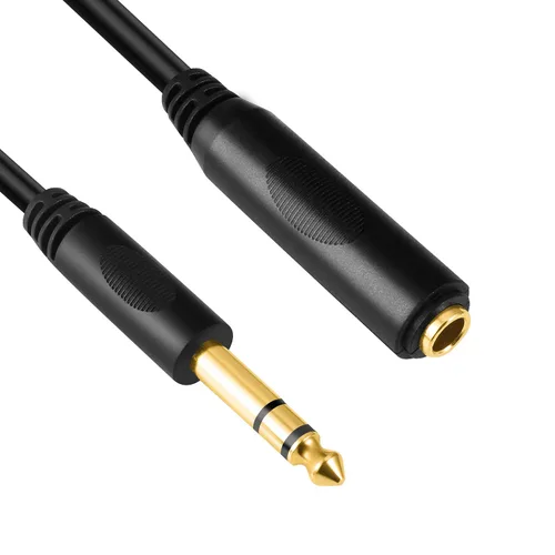 Devinal Cable de extensión TRS macho a 1/4 de pulgada para auriculares hembra de 0.250 in, cable de extensión de guitarra para auriculares, cable de