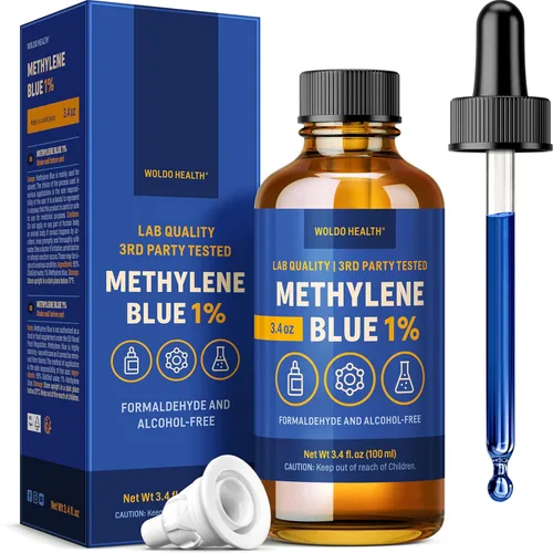 WoldoHealth Gotas de Azul de Metileno 1% 3.4 Fl Oz - Alta pureza, ingredientes de grado farmacéutico USP, probados por terceros, sin formaldehído