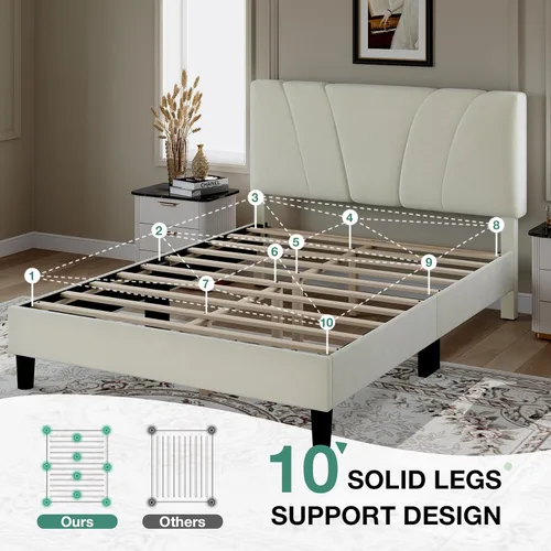 Vista 95 de Novilla Base de cama de plataforma tamaño Queen con cabecera ajustable tapizada, marco de cama Queen, no necesita somier, sin ruido, fácil montaje
