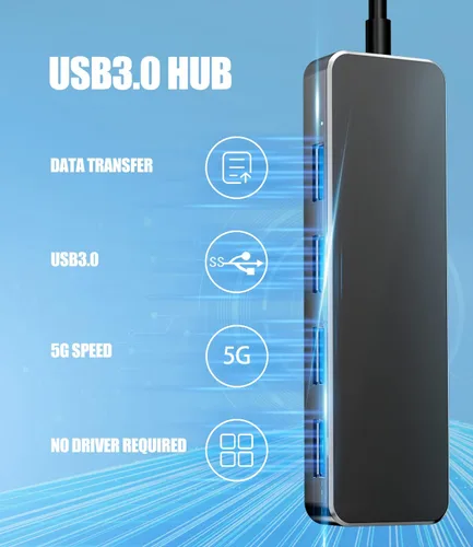 Vista 2 de Hub USB 3.0, PANPEO 4 puertos USB 3.0 Hub Multi USB Puerto Expansor para Laptop, Xbox, Flash Drive, Mobile HD, Consola, Impresora, Cámara, Keyborad