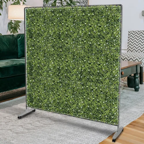 Divisor de habitación móvil de 40 pulgadas de alto x 40 pulgadas de ancho, paneles de pared de césped, telón de fondo de vegetación, pantallas de