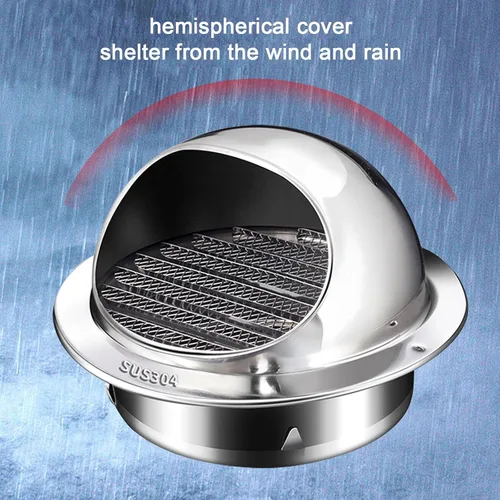 Vista 5 de Tapa de chimenea de acero inoxidable 304, rejilla de ventilación de pared exterior para parabrisas, tapa de ventilación de conducto, gorra