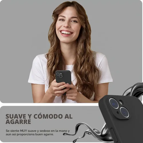 Vista 6 de SURPHY Funda para iPhone 14 Plus con Protector de Pantalla y Protección de Cámara, Funda de Teléfono de Silicona Líquida con Forro de Microfibra