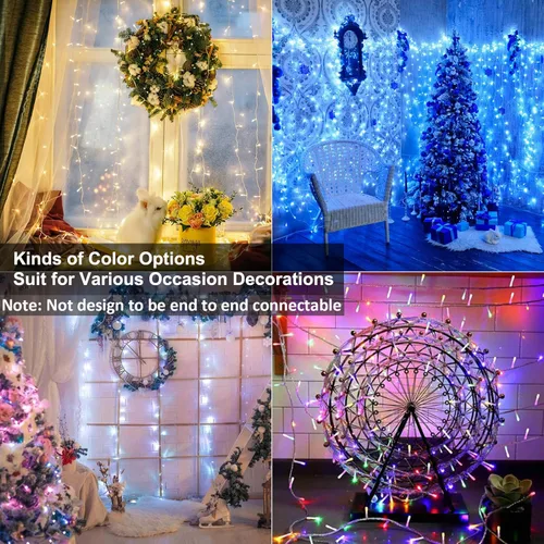 Vista 4 de BrizLabs Guirnalda de luces RGB que cambian de color, luces patrióticas de color rojo, blanco y azul, 100 LED de 33 pies, USB, mini cadena de luces