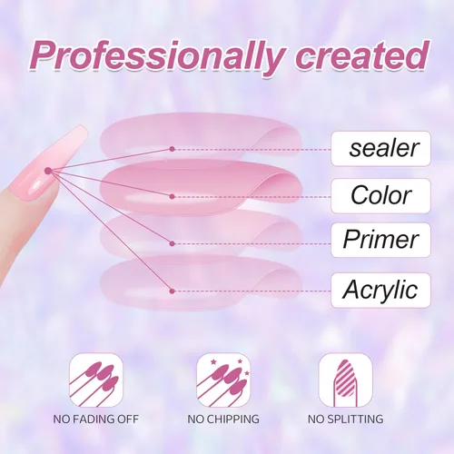 Vista 4 de Uñas postizas a presión de punta francesa, uñas postizas medianas, uñas postizas elegantes, uñas acrílicas nude, uñas artificiales brillantes