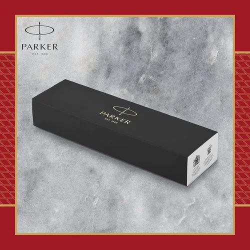 Vista 5 de PARKER IM - Bolígrafo Laca roja premium con ribete dorado Punta media con recarga de tinta azul Caja de regalo
