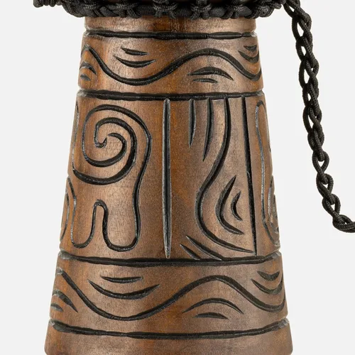 Vista 11 de Instrumento de círculo de tambor de mano Djembe, Serie Headliner de caoba tallada — NO FABRICADO EN CHINA — Cuerdas de tejido africano Mali