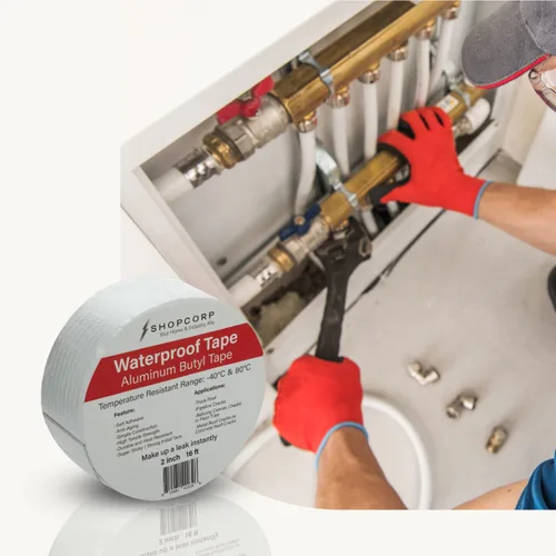 Vista 3 de Cinta multiusos de butilo de aluminio plateado impermeable – Lámina profesional de alta resistencia al calor plateada para sellar, parchear