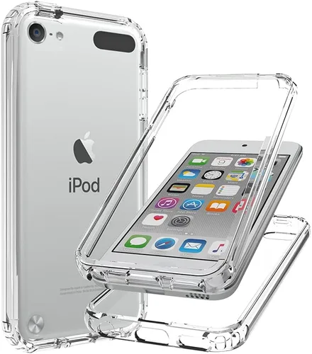 Vista 6 de Funda para iPod Touch 7, cristal transparente, no amarillea, resistente, suave, TPU de doble capa, resistente a prueba de golpes, funda transparente