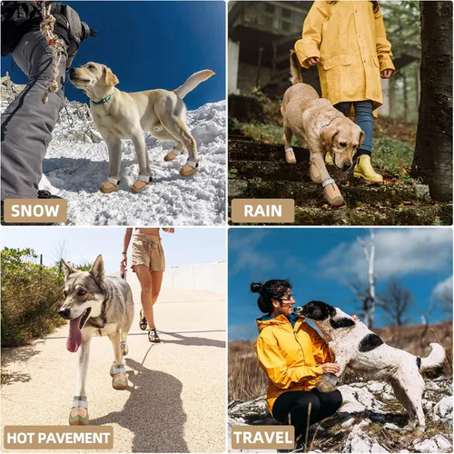 Vista 4 de Hcpet Botas para perros grandes, zapatos para perros para pavimento caliente, nieve de invierno, botas protectoras de patas para perros diseñados