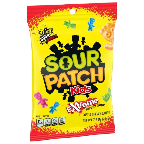 Vista 12 de SOUR PATCH KIDS Extreme Sour Soft & Chewy Gummy Candy, caramelos a granel, bolsas de 12 - 7.2 onzas