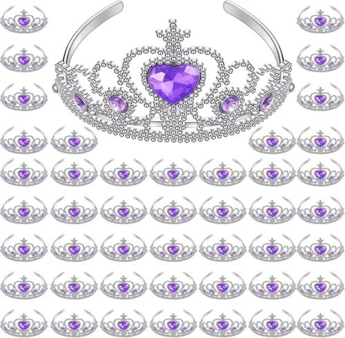Vista 7 de Juego de corona de tiara de 48 piezas, disfraz de princesa, recuerdo de fiesta, corona de plástico, suministros de cumpleaños, accesorio de cosplay