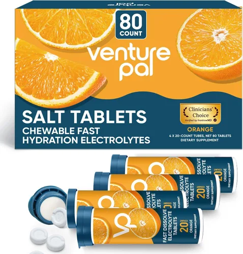 Vista 10 de Venture Pal Tabletas de electrolitos masticables, 80 tabletas de sal de disolución rápida sin azúcar, sin gluten, paquete variado para hidratación