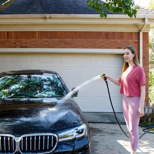 Vista 7 de Fevone Manguera de jardín híbrida de polímero sin torceduras de 50 pies, flexible y resistente, manguera de agua de 5/8 de diámetro