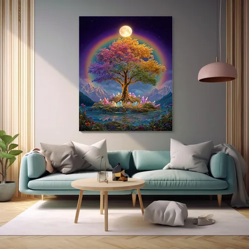 Vista 28 de VOCBAN Tree Minimalist Abstract Botanical Prints Scenery Canvas Wall Art Print Paintings Modern Landscape Pictures Wall Decor Canvas Painting blue